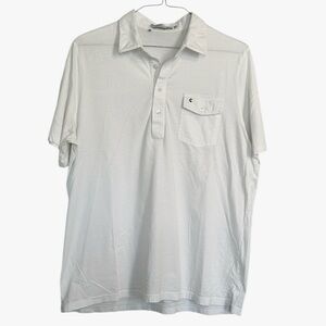 Criquet men’s Size XL pima cotton white short sleeve polo shirt with pocket.
